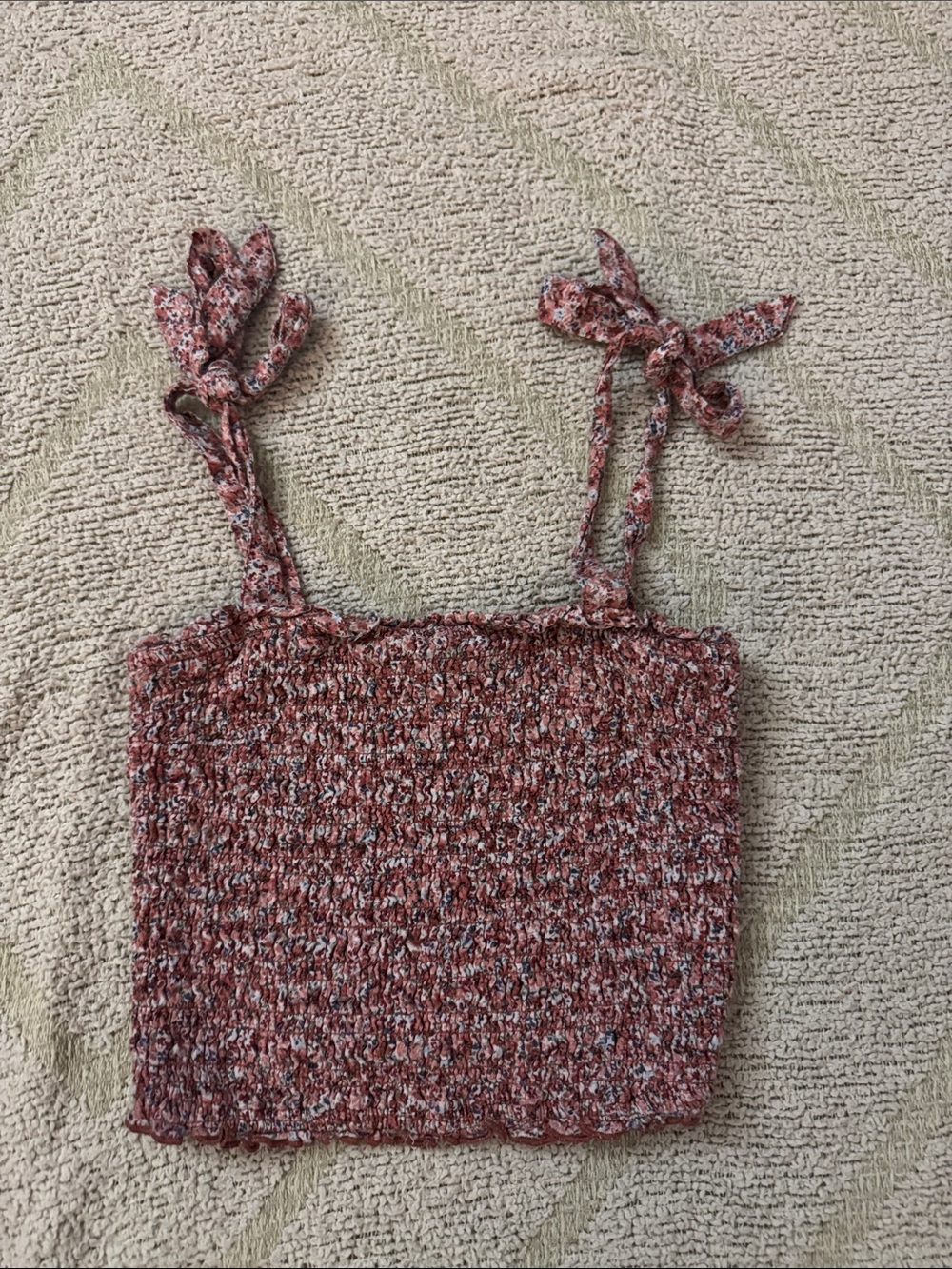 Abercrombie & Fitch Tie Shoulder Crop Tank Boho Cottagecore sz medium
